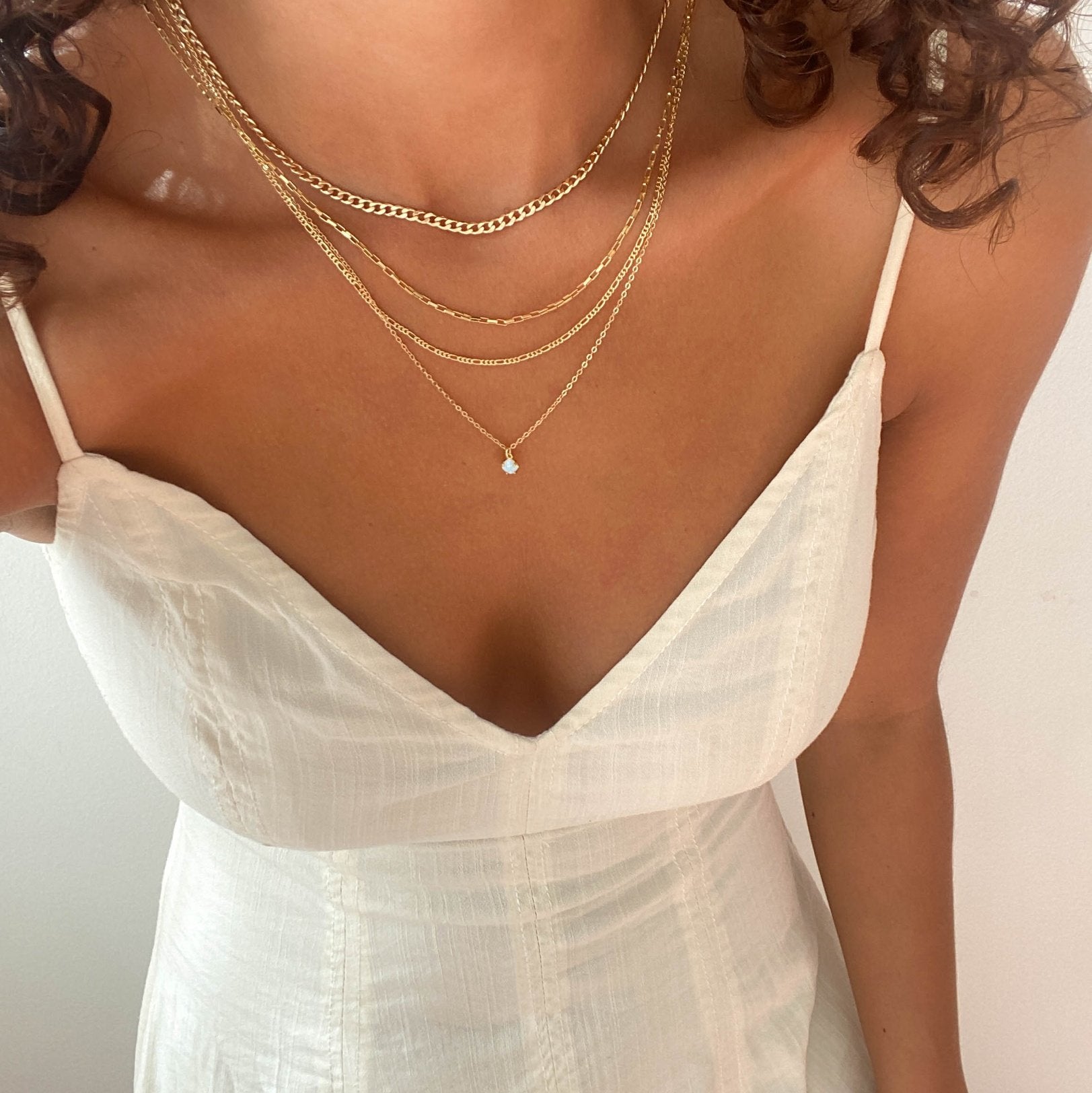 Opal Layered Gold Necklace Set. Waterproof Gold Plated Necklace Stack. Llume Jewelry Opal Layered Gold Necklace Set. Waterproof Gold Plated Necklace Stack. Llume Jewelry