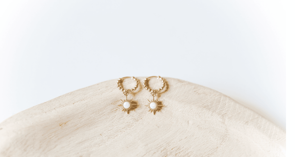 Cyra Beaded Earrings, Gold Hoop Earrings, Trendy Earrings, Everyday Earrings, Tarnish-Resistant Protective Coating, Waterproof Jewlery