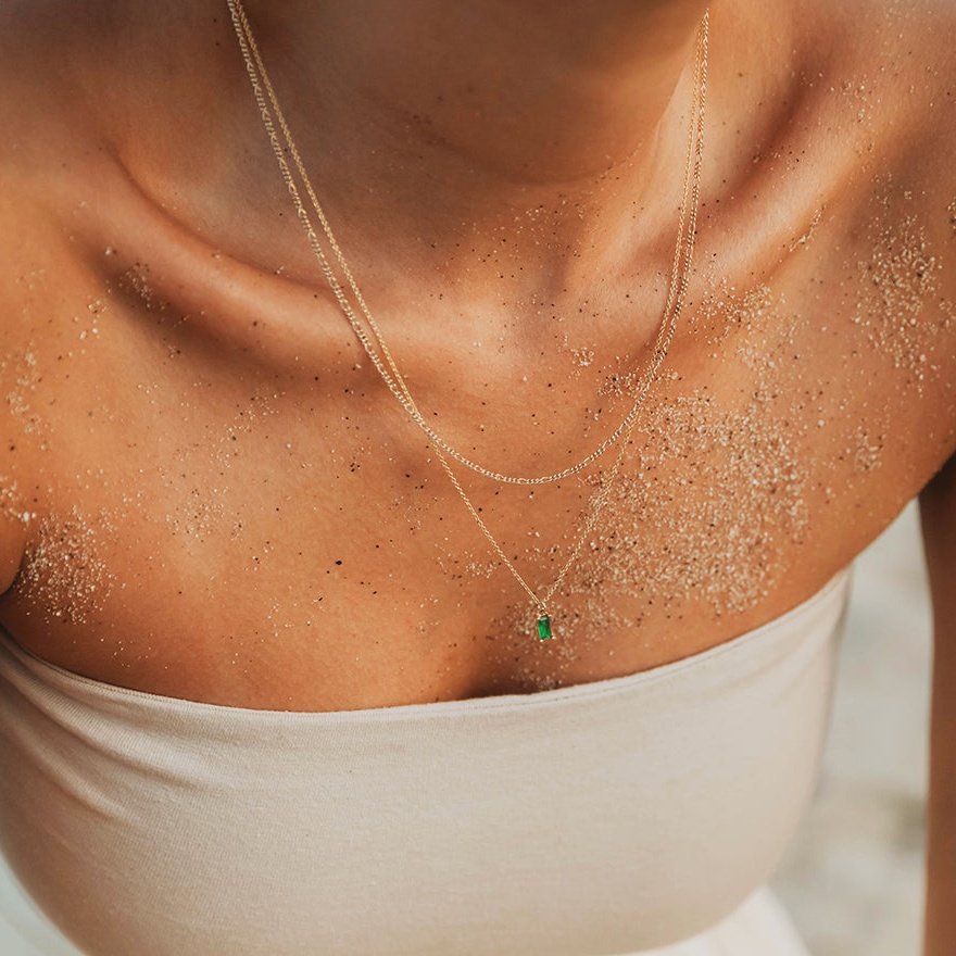 Emerald Layered Gold Necklace Set. Waterproof Gold Plated Necklace Stack. Llume Jewelry Emerald Layered Gold Necklace Set. Waterproof Gold Plated Necklace Stack. Llume Jewelry